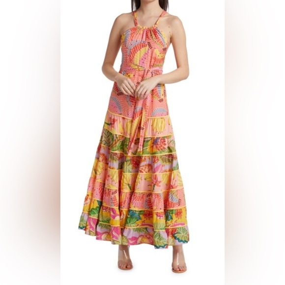 NEW Farm Rio Mixed Print Tiered Maxi Dress XS - Picture 1 of 7